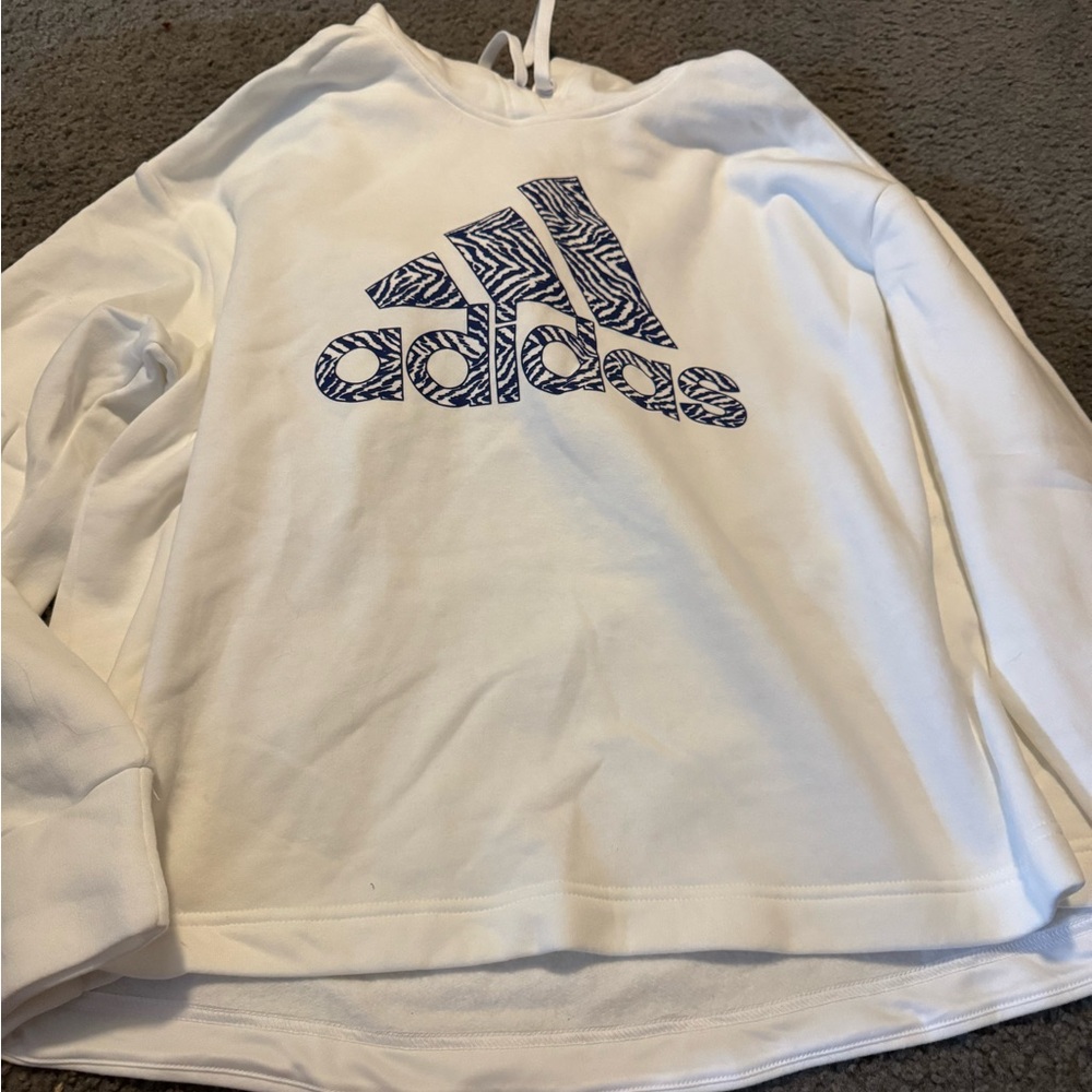 Adidas Cream Hoodie with Navy Accents